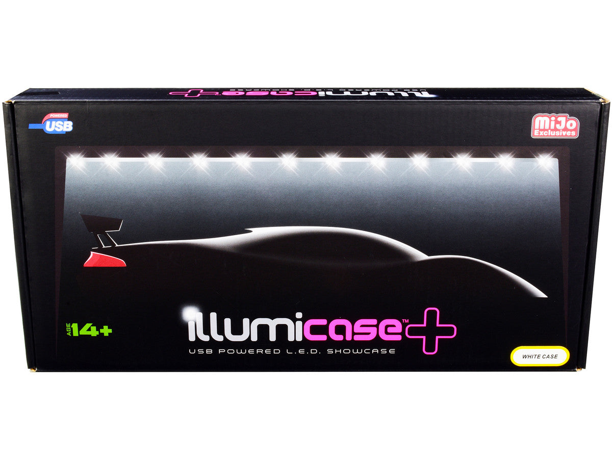White Collectible Display Show Case Illumicase+ with LED Lights and Mirror Base and Back for 1/64 1/43 1/32 1/24 1/18 Scale Models by Illumibox Illumibox