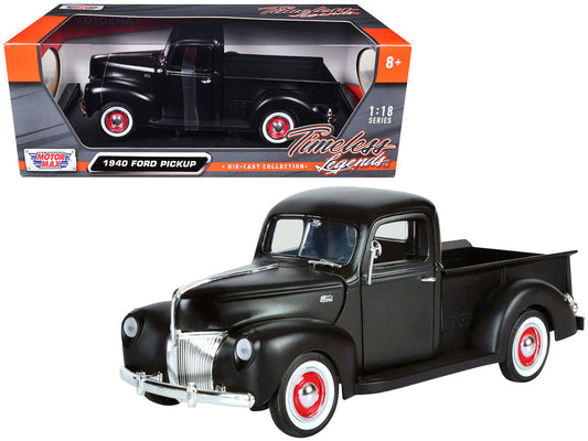 1940 Ford Pickup Matt Black 1/18 Diecast Model Car by Motormax-0