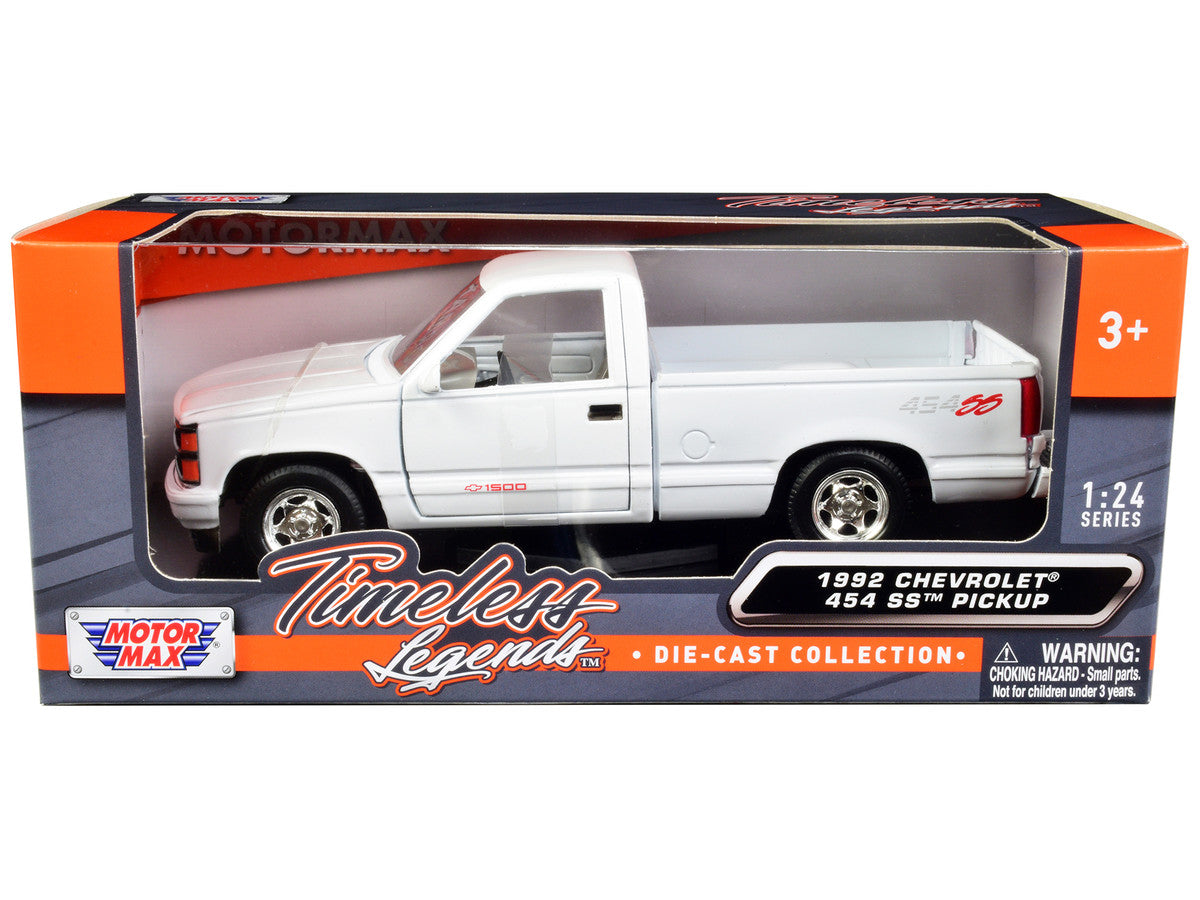 1992 Chevrolet 454 SS Pickup Truck White 1/24 Diecast Model Car by Motormax Motormax