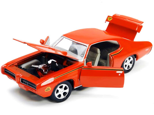 1969 Pontiac GTO Judge Orange with Stripes 1/24 Diecast Model Car by Motormax Motormax