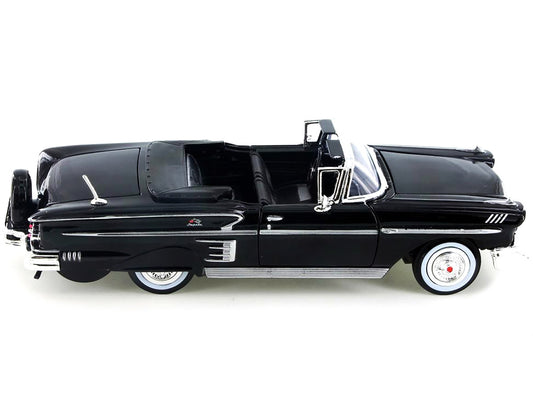 1958 Chevrolet Impala Convertible Black 1/24 Diecast Model Car by Motormax-0