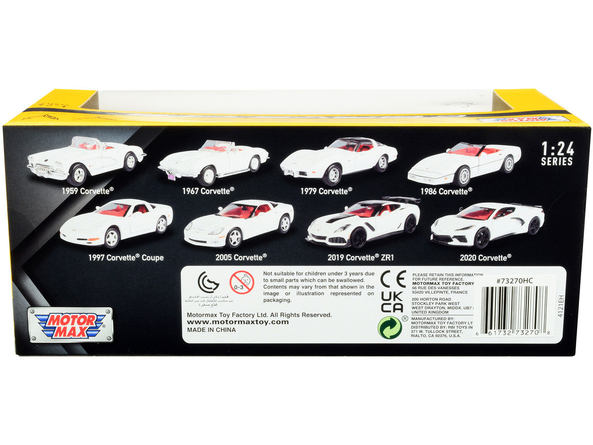 2005 Chevrolet Corvette C6 White with Red Interior "History of Corvette" Series 1/24 Diecast Model Car by Motormax Motormax