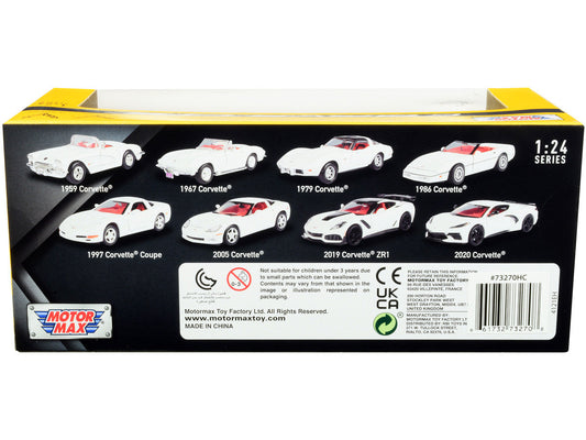 2005 Chevrolet Corvette C6 White with Red Interior "History of Corvette" Series 1/24 Diecast Model Car by Motormax Motormax
