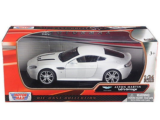Aston Martin V12 Vantage Pearl White 1/24 Diecast Car Model by Motormax Motormax