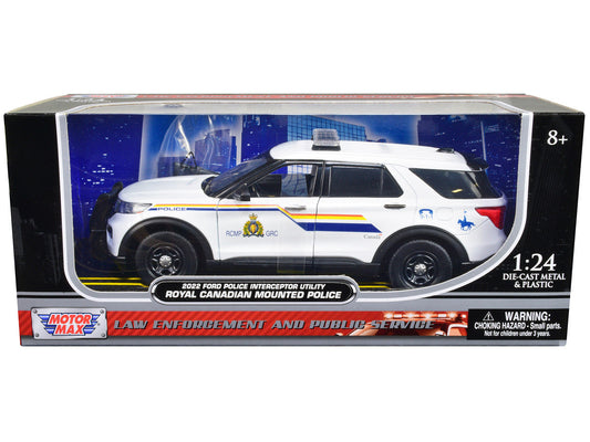 2022 Ford Police Interceptor Utility "RCMP (Royal Canadian Mounted Police)" White 1/24 Diecast Model Car by Motormax Motormax