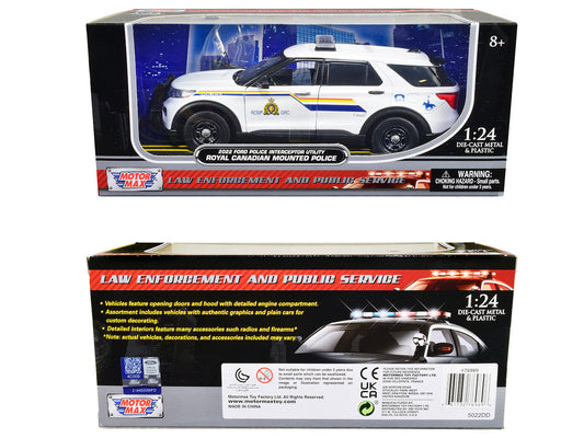 2022 Ford Police Interceptor Utility "RCMP (Royal Canadian Mounted Police)" White 1/24 Diecast Model Car by Motormax Motormax