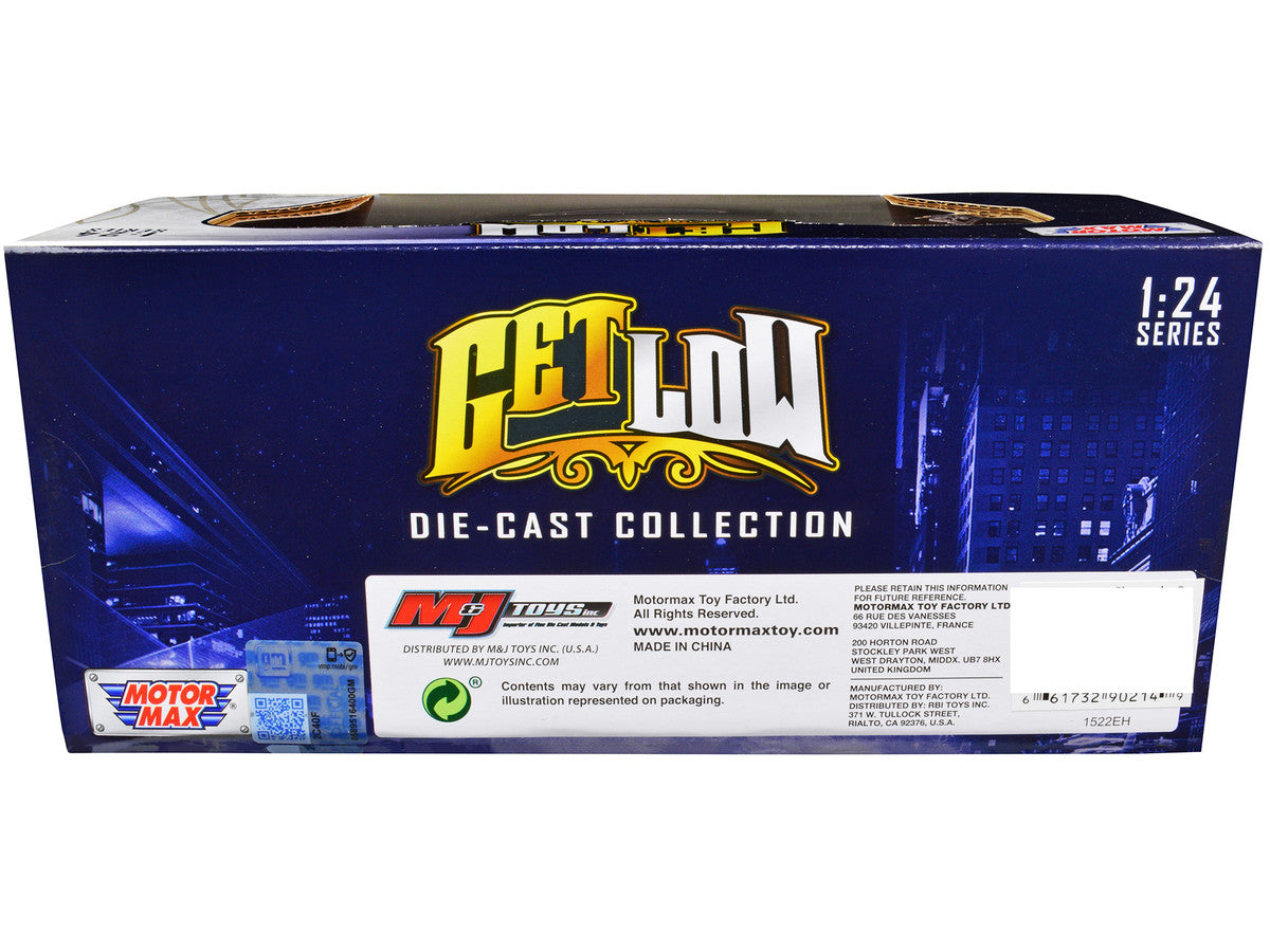 1993 Chevrolet Caprice Lowrider Blue Metallic with Graphics "Get Low" Series 1/24 Diecast Model Car by Motormax Motormax