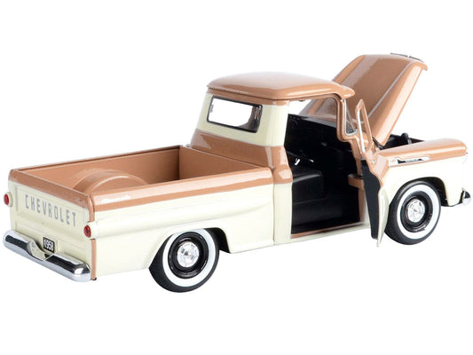 1958 Chevrolet Apache Fleetside Pickup Truck Brown and Beige 1/24 Diecast Model Car by Motormax Motormax