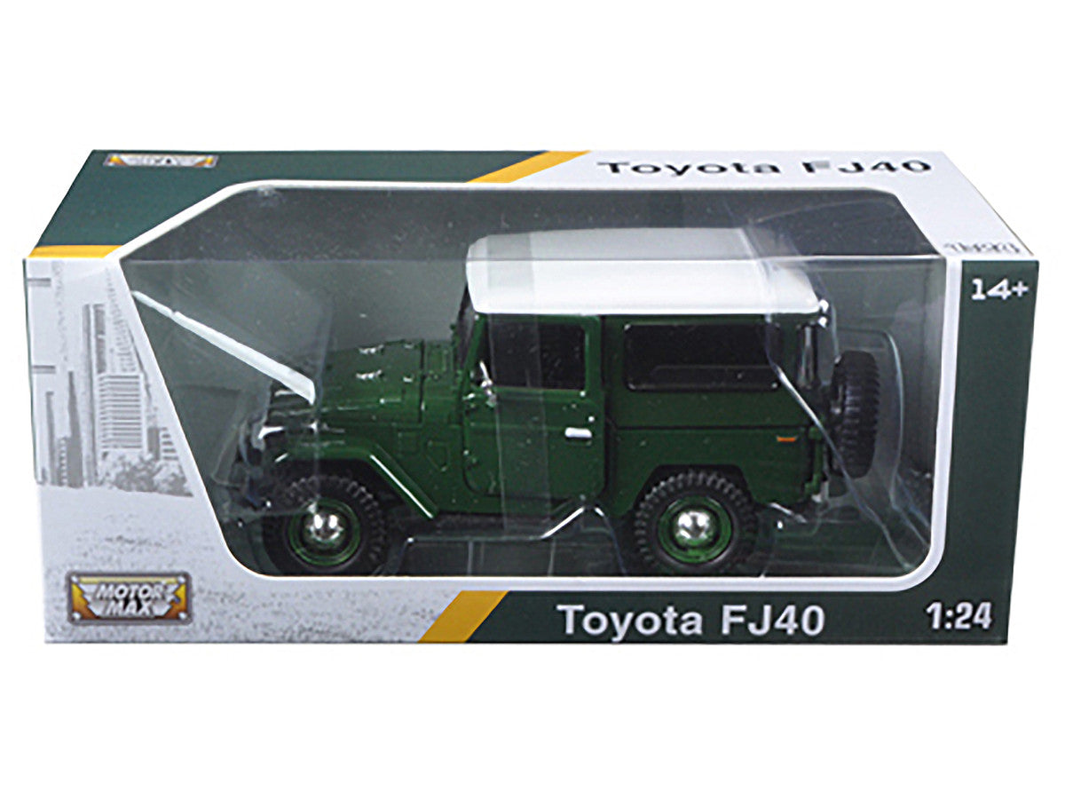 Toyota FJ40 Dark Green with White Top 1/24 Diecast Model Car by Motormax Motormax