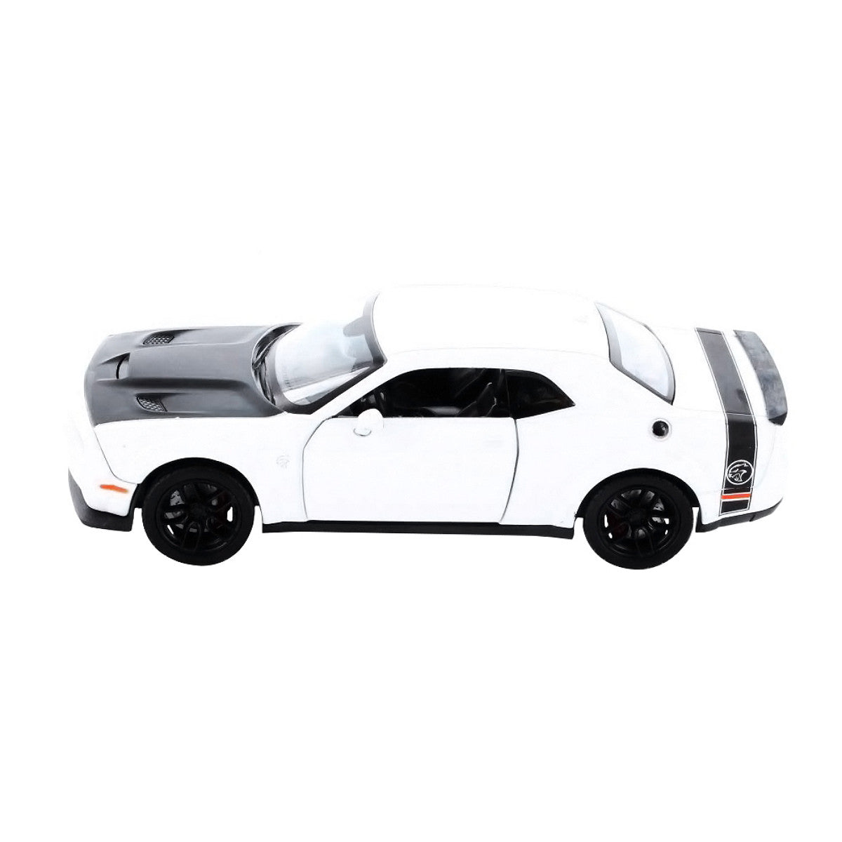 2018 Dodge Challenger SRT Hellcat Widebody White with Black Hood 1/24 Diecast Model Car by Motormax Motormax