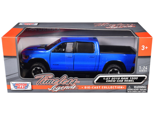 2019 RAM Rebel 1500 Crew Cab Pickup Truck Blue Metallic "American Classics" Series 1/24-1/27 Diecast Model Car by Motormax Motormax