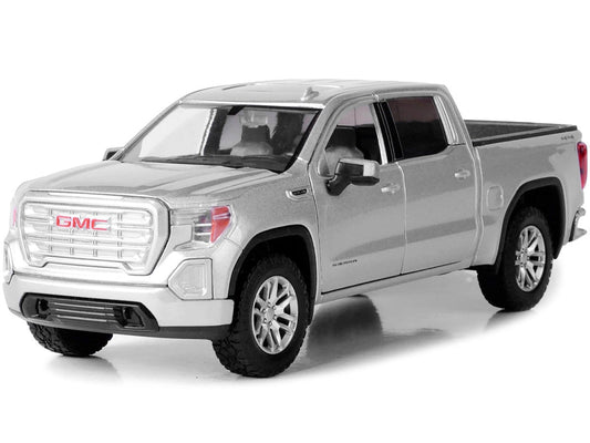 2019 GMC Sierra 1500 SLT Crew Cab Pickup Truck Silver Metallic 1/24-1/27 Diecast Model Car by Motormax Motormax