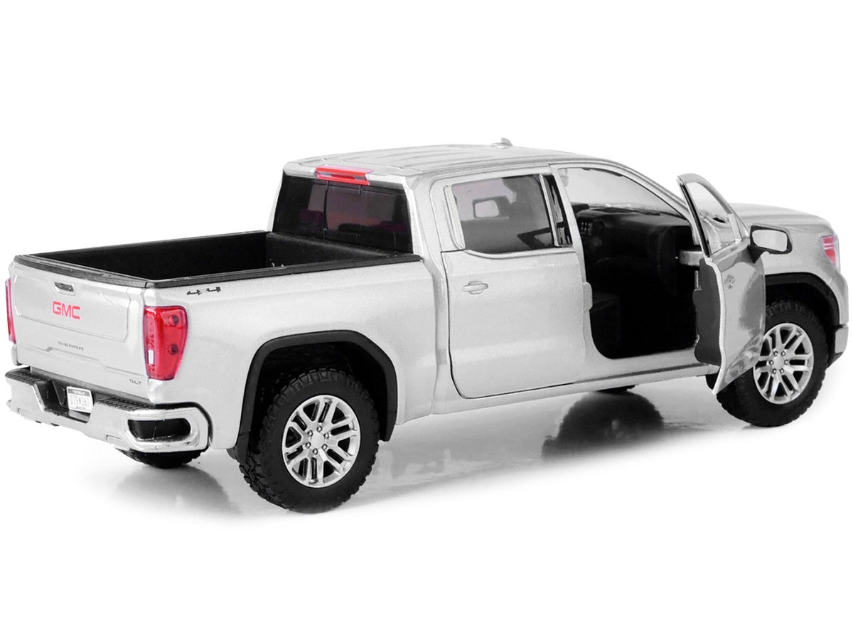 2019 GMC Sierra 1500 SLT Crew Cab Pickup Truck Silver Metallic 1/24-1/27 Diecast Model Car by Motormax Motormax