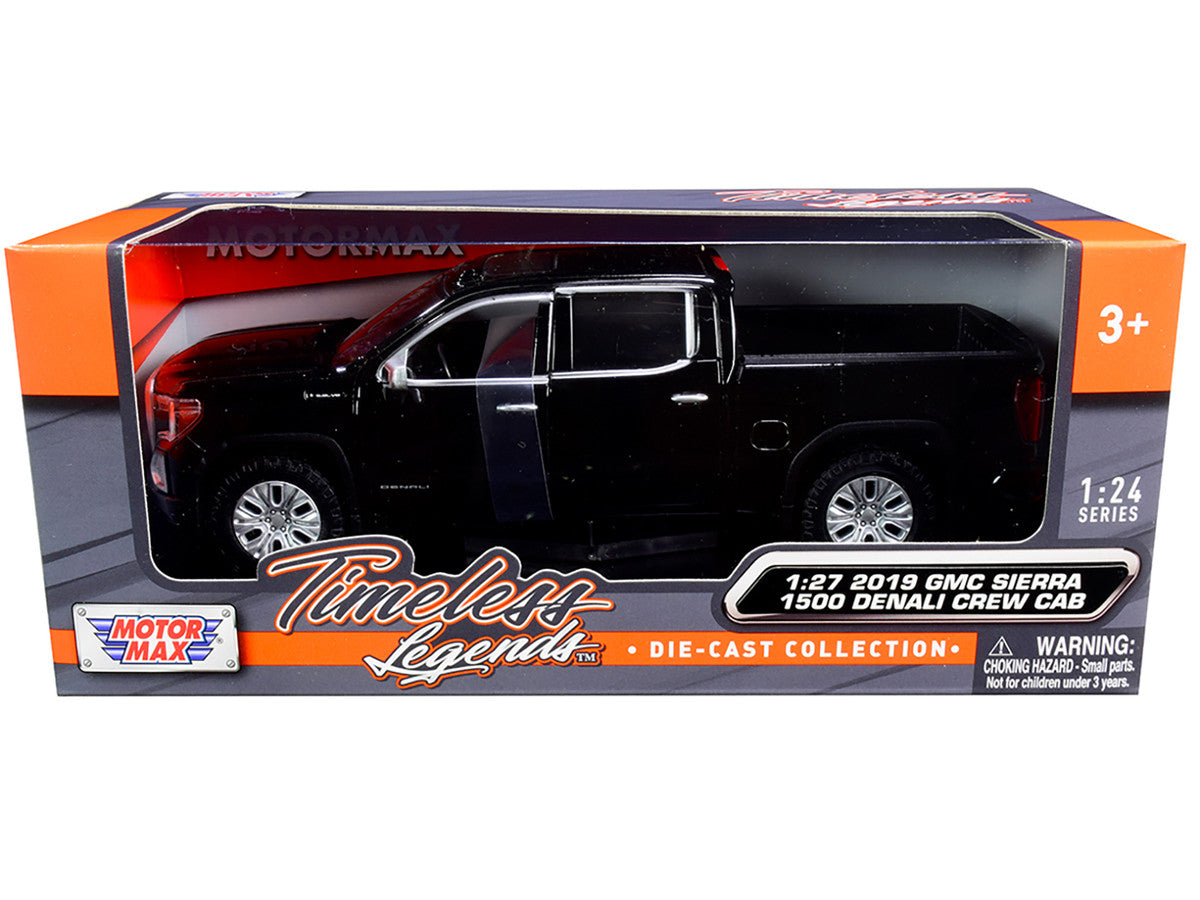 2019 GMC Sierra 1500 Denali Crew Cab Pickup Truck Black 1/24-1/27 Diecast Model Car by Motormax Motormax