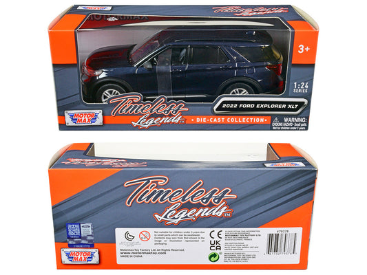 2022 Ford Explorer XLT Dark Blue Metallic "Timeless Legends" Series 1/24 Diecast Model Car by Motormax Motormax