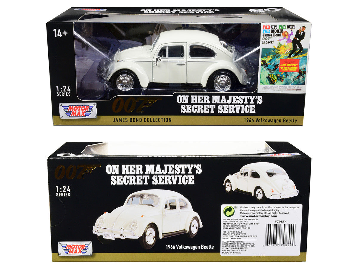 1966 Volkswagen Beetle White James Bond 007 "On Her Majesty's Secret Service" (1969) Movie "James Bond Collection" Series 1/24 Diecast Model Car by Motormax Motormax
