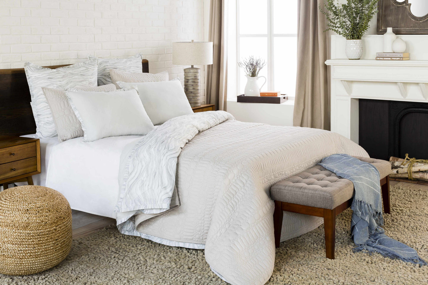 Margos Textured White Bedding-0