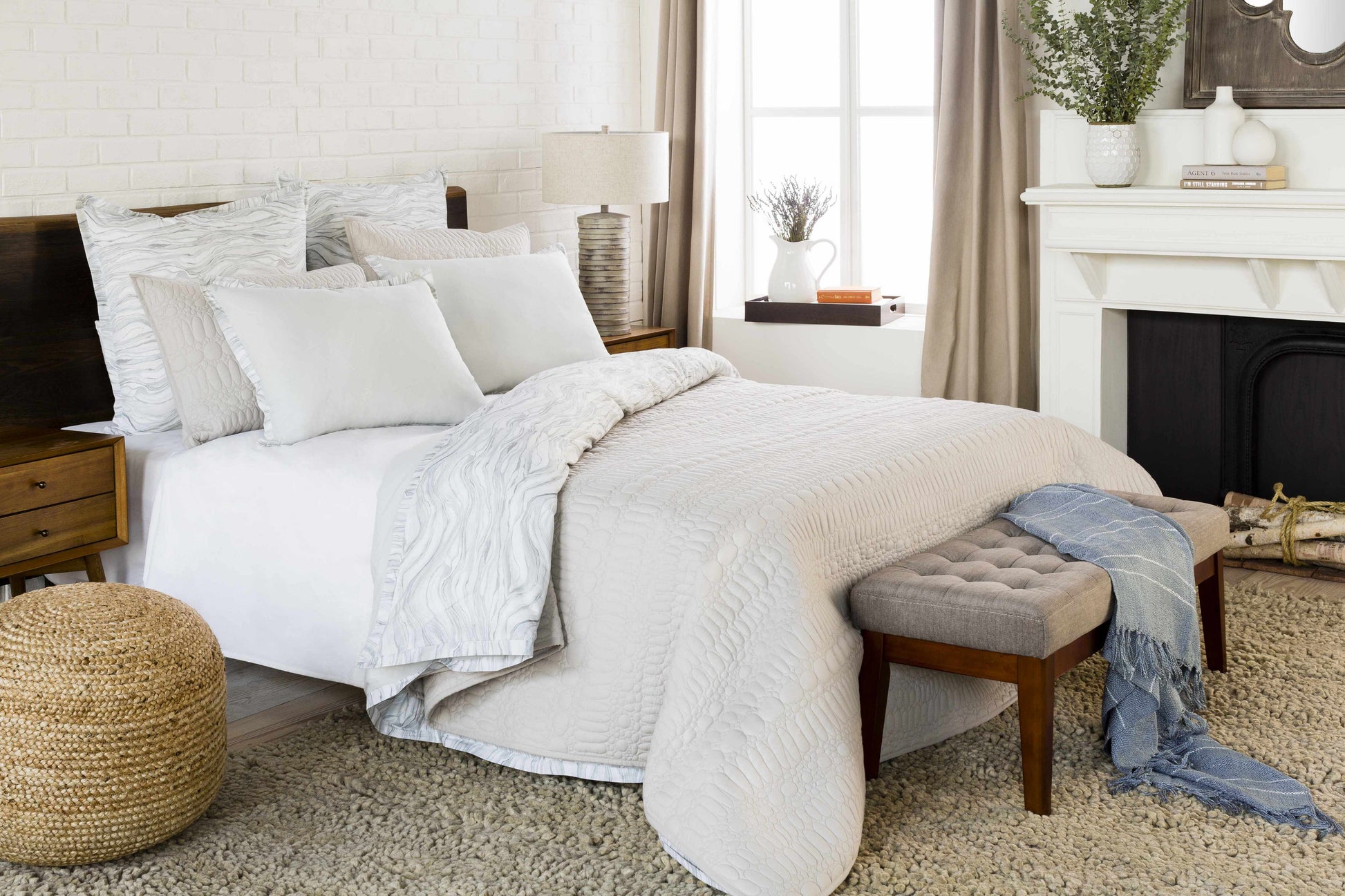 Margos Textured White Bedding-0