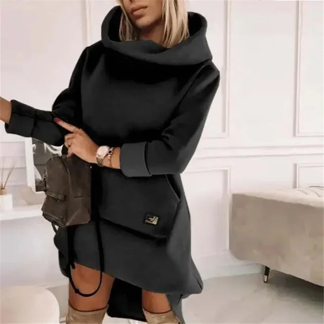2024 Spring Women's Hoodies Dress Black Long Sleeeve