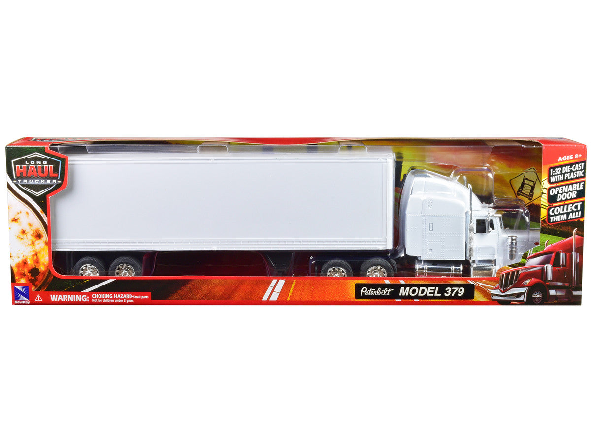 Peterbilt 379 Truck with Dry Goods Trailer White "Long Haul Trucker" Series 1/32 Diecast Model by New Ray New Ray