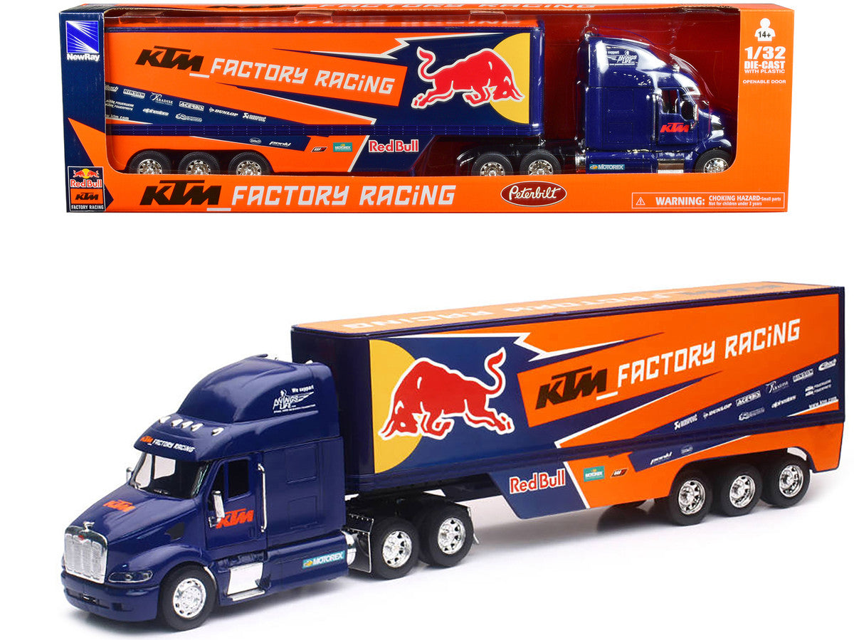 Peterbilt 387 Truck Dark Blue "Red Bull - KTM Factory Racing" 1/32 Diecast Model by New Ray New Ray