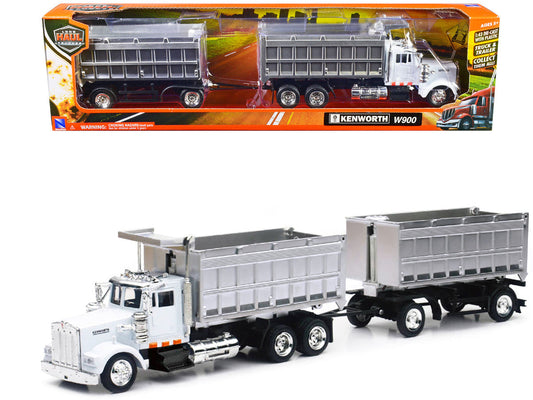Kenworth W900 Dump Truck with Twin Dump Body White and Chrome "Long Haul Trucker" Series 1/43 Diecast Model by New Ray New Ray