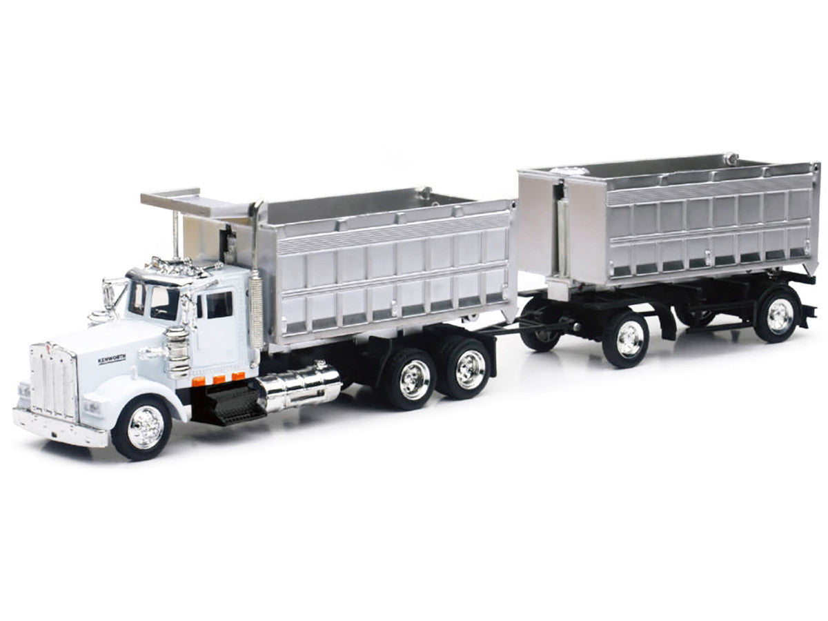 Kenworth W900 Dump Truck with Twin Dump Body White and Chrome "Long Haul Trucker" Series 1/43 Diecast Model by New Ray New Ray