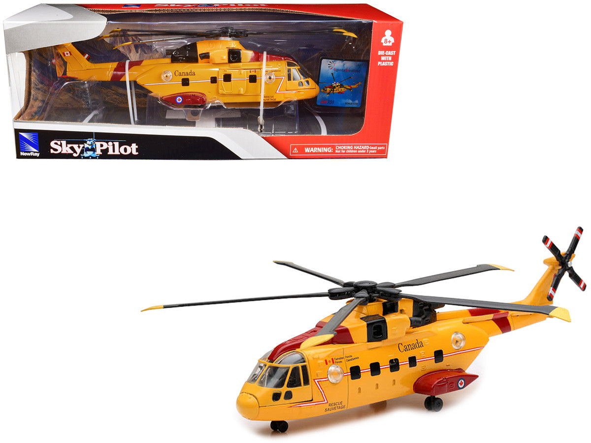 AgustaWestland AW101 (EH101) Helicopter Yellow "Canada Forces Search & Rescue" "Sky Pilot" Series 1/72 Diecast Model by New Ray New Ray