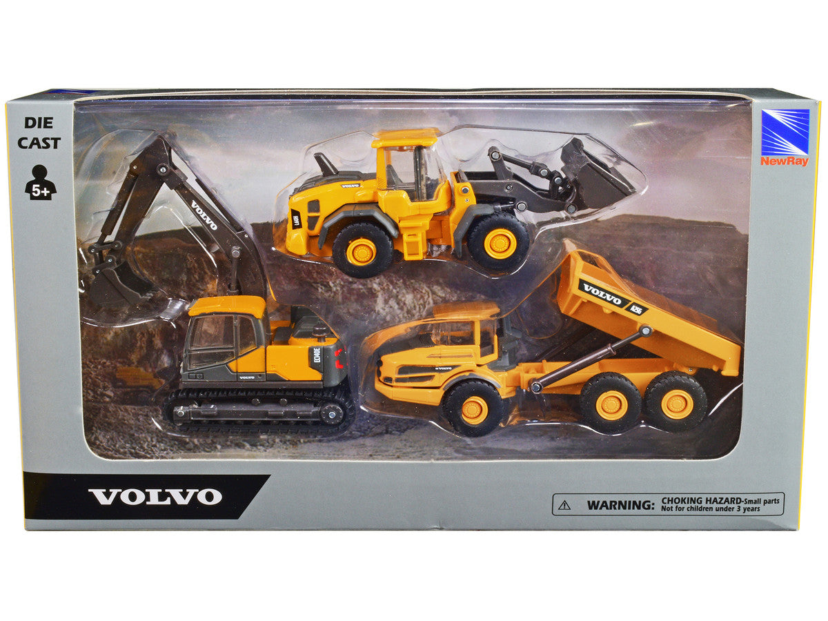 "Volvo Construction Vehicles" Set of 3 pieces Diecast Models by New Ray New Ray