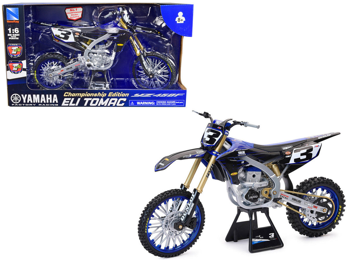 Yamaha YZ450F Motorcycle #3 Eli Tomac "Championship Edition" Yamaha Factory Racing 1/6 Diecast Model by New Ray-2