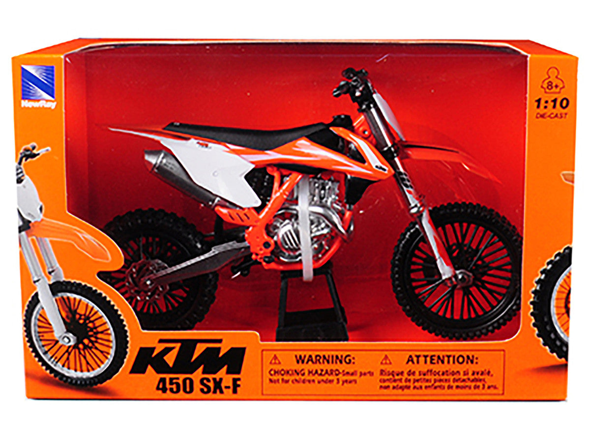 KTM 450 SX-F Dirt Bike Orange and White 1/10 Diecast Motorcycle Model by New Ray New Ray
