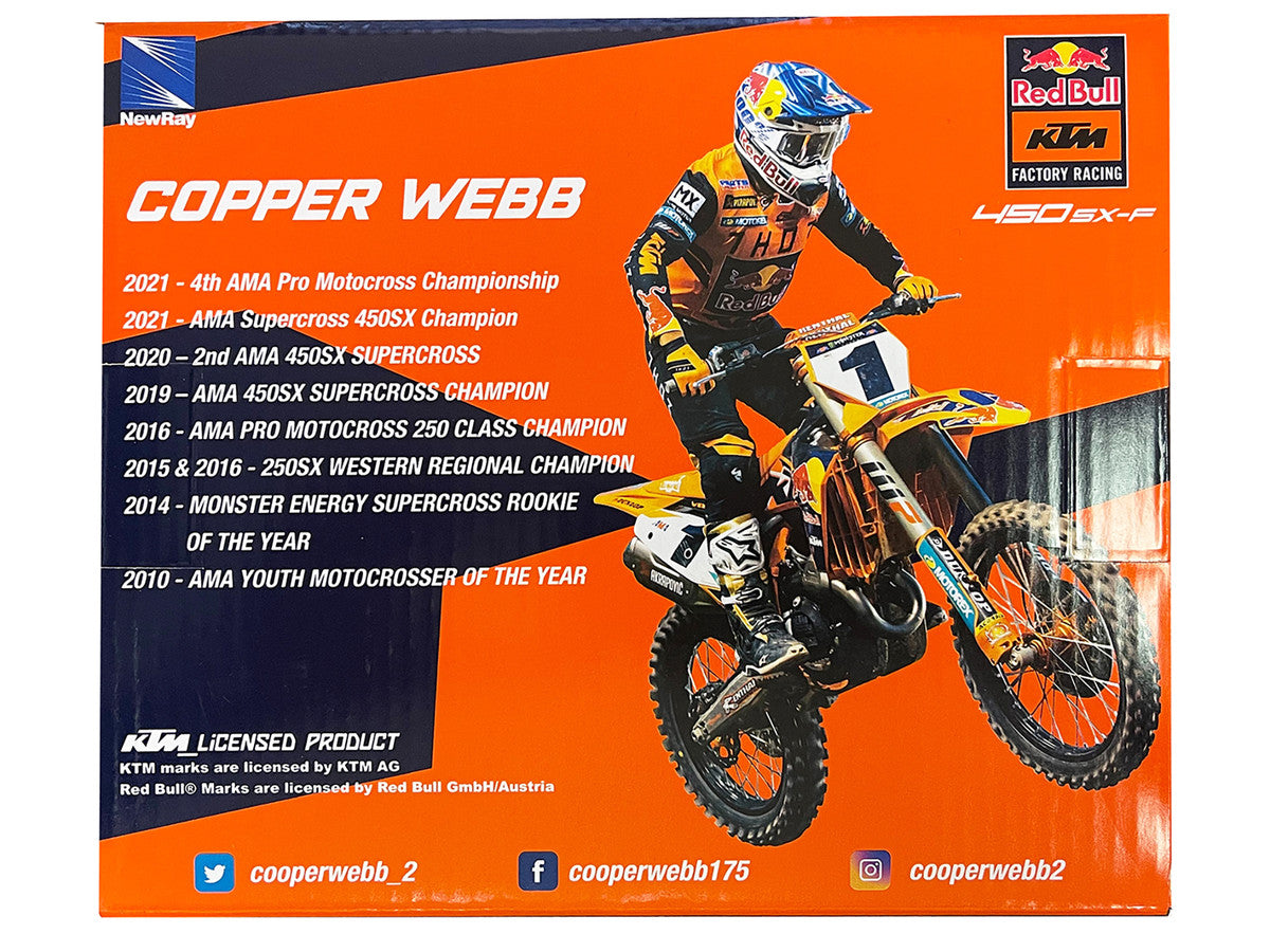 KTM 450 SX-F Motorcycle #2 Cooper Webb "Red Bull KTM Factory Racing" 1/12 Diecast Model by New Ray New Ray