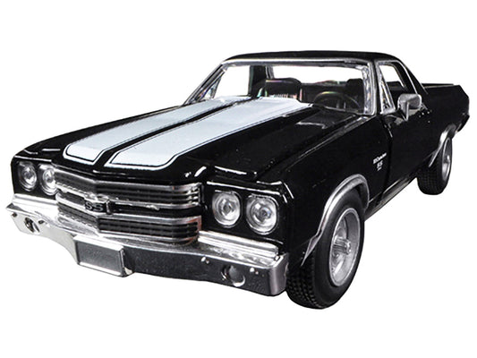 1970 Chevrolet El Camino SS Black with White Stripes "Muscle Car Collection" 1/25 Diecast Model Car by New Ray-0