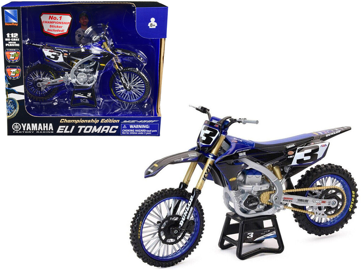 Yamaha YZ450F Championship Edition Motorcycle #3 Eli Tomac "Yamaha Factory Racing" 1/12 Diecast Model by New Ray New Ray