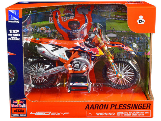 KTM 450 SX-F Motorcycle #7 Aaron Plessinger "Red Bull KTM Factory Racing" 1/12 Diecast Model by New Ray New Ray