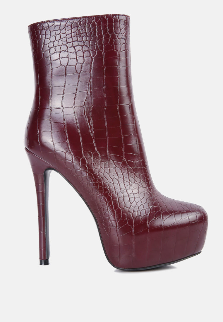 Orion High Heeled Croc Ankle Boot London Rag