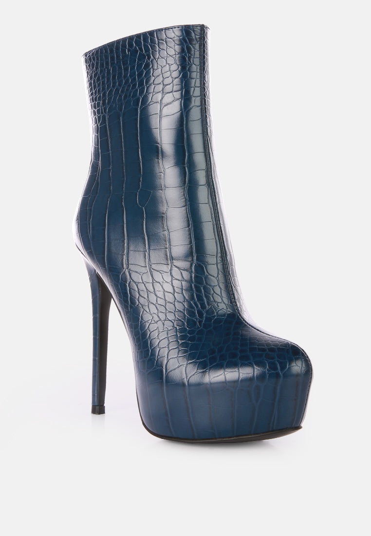 Orion High Heeled Croc Ankle Boot London Rag