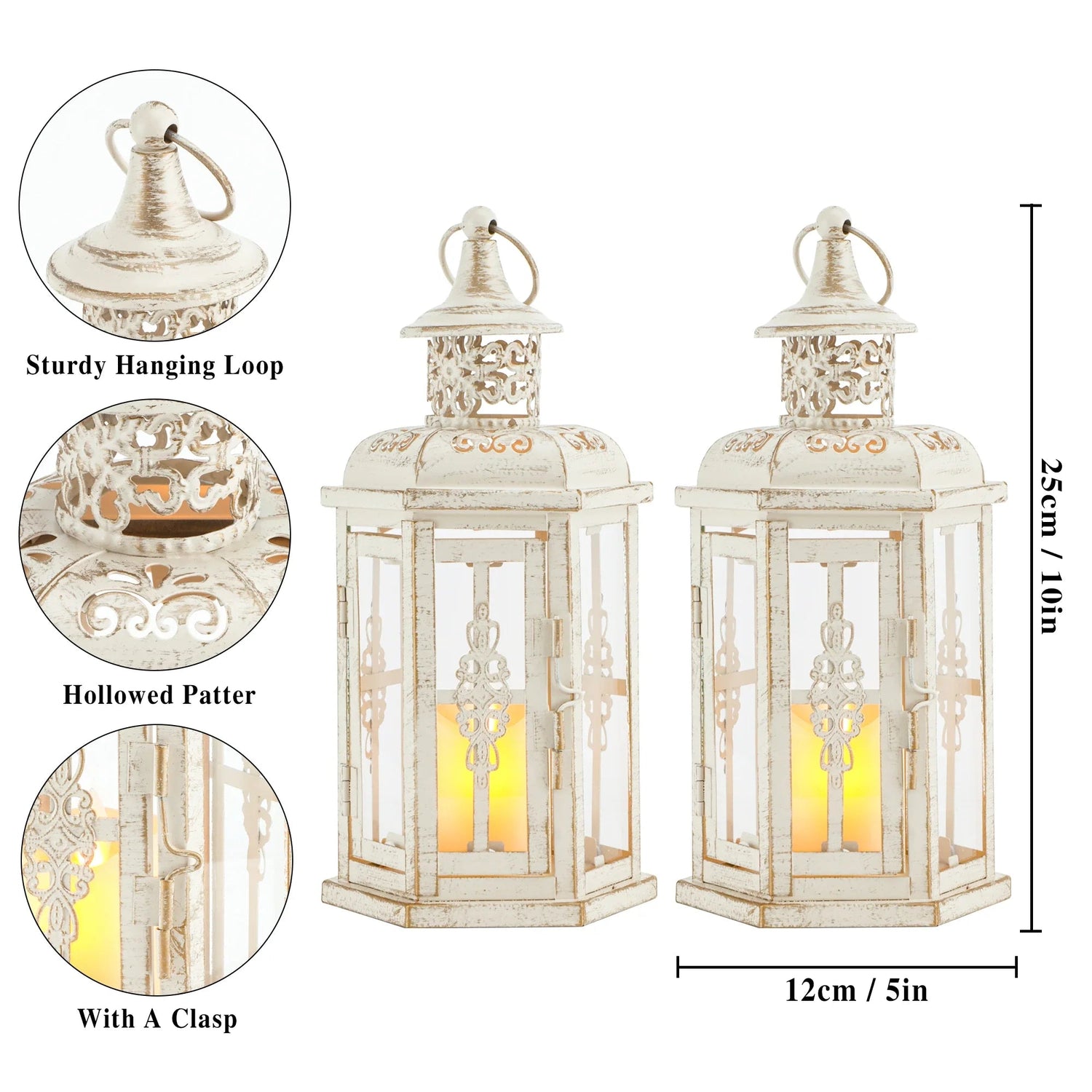 10 inch High Vintage Style Hanging Lantern（Set of 2 ） JHY DESIGN