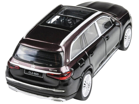 Mercedes-Maybach GLS 600 with Sunroof Rubellite Red and Obsidian Black Metallic 1/64 Diecast Model Car by Paragon-1