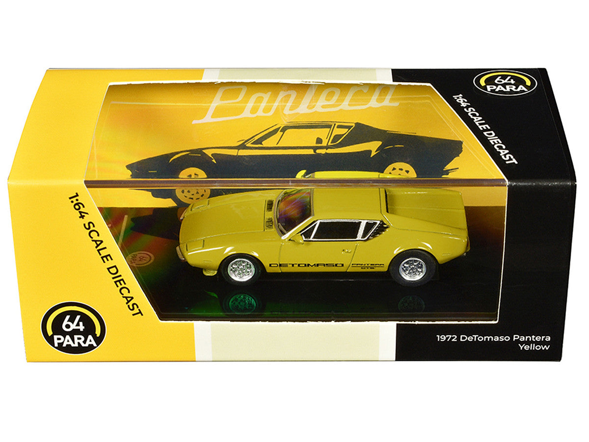 1972 De Tomaso Pantera Yellow 1/64 Diecast Model Car by Paragon Models Paragon