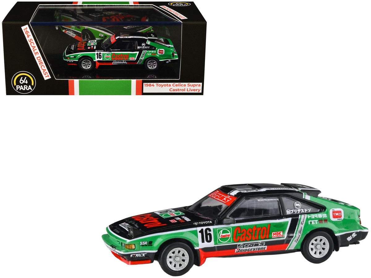1984 Toyota Celica Supra #16 "Castrol Livery" Black and Green with Graphics 1/64 Diecast Model Car by Paragon Models Paragon