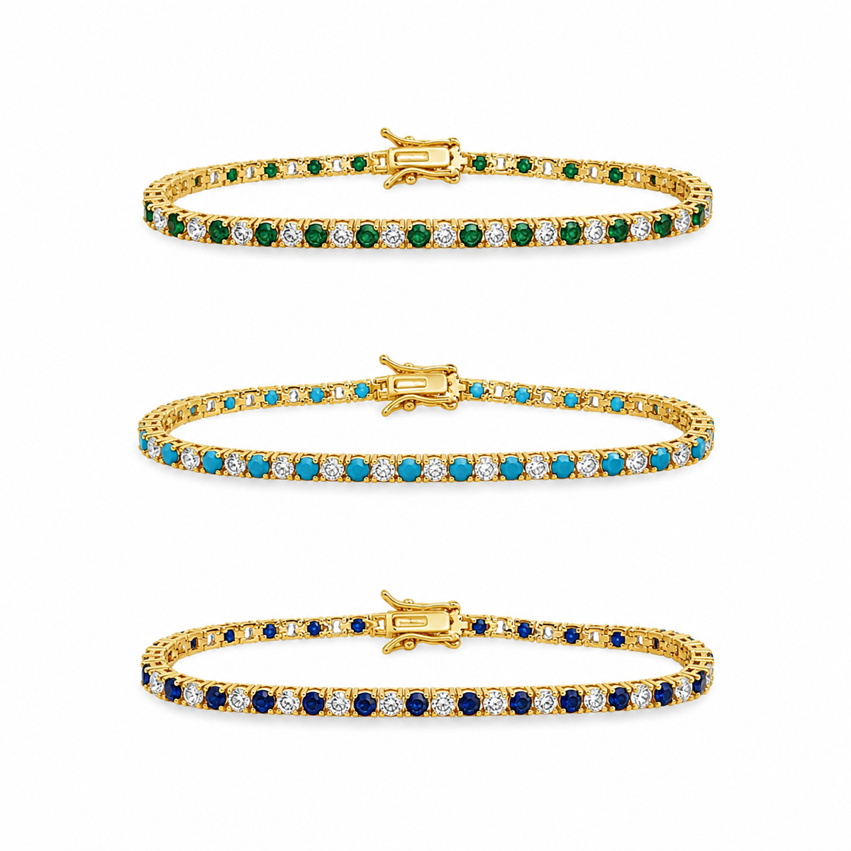 3mm CZ Tennis Bracelet – Color Stone & Clear Bezel Bracelet MIA J