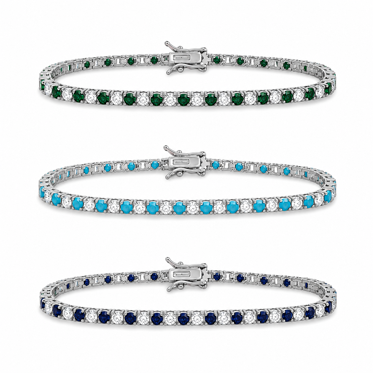 3mm CZ Tennis Bracelet – Color Stone & Clear Bezel Bracelet MIA J