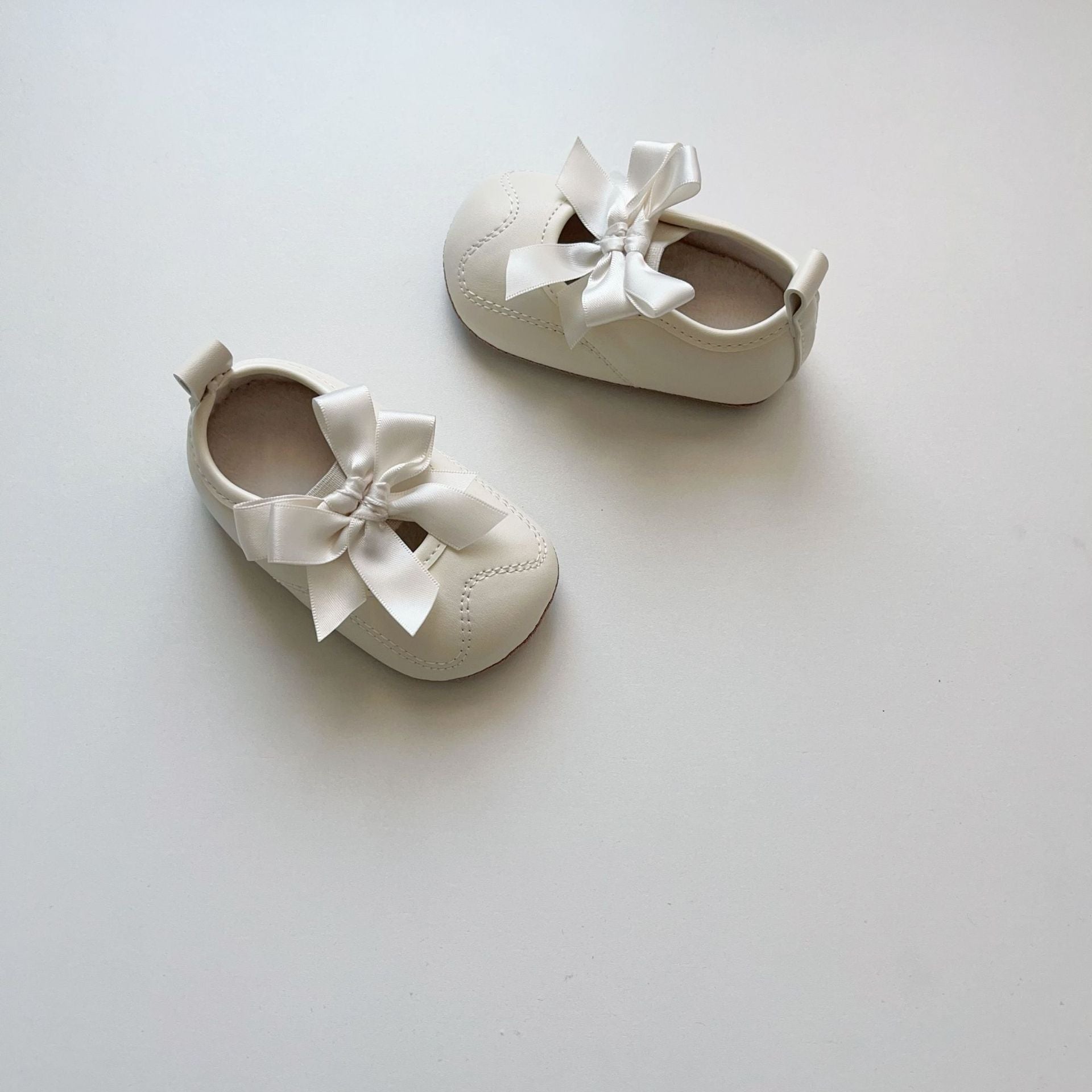 Winter and Autumn Baby Girl Fashion Solid Color Butterfly-bow Decorated Toddler Soft-Sole Anti-slip Walking Shoes Tux-USA