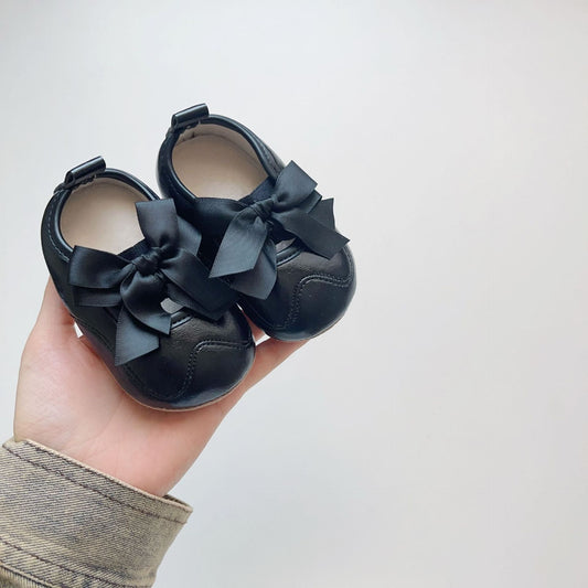 Winter and Autumn Baby Girl Fashion Solid Color Butterfly-bow Decorated Toddler Soft-Sole Anti-slip Walking Shoes Tux-USA