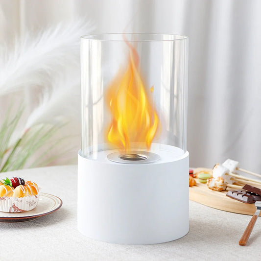 11.4"H  Round Portable Tabletop Fireplace(white) JHY DESIGN