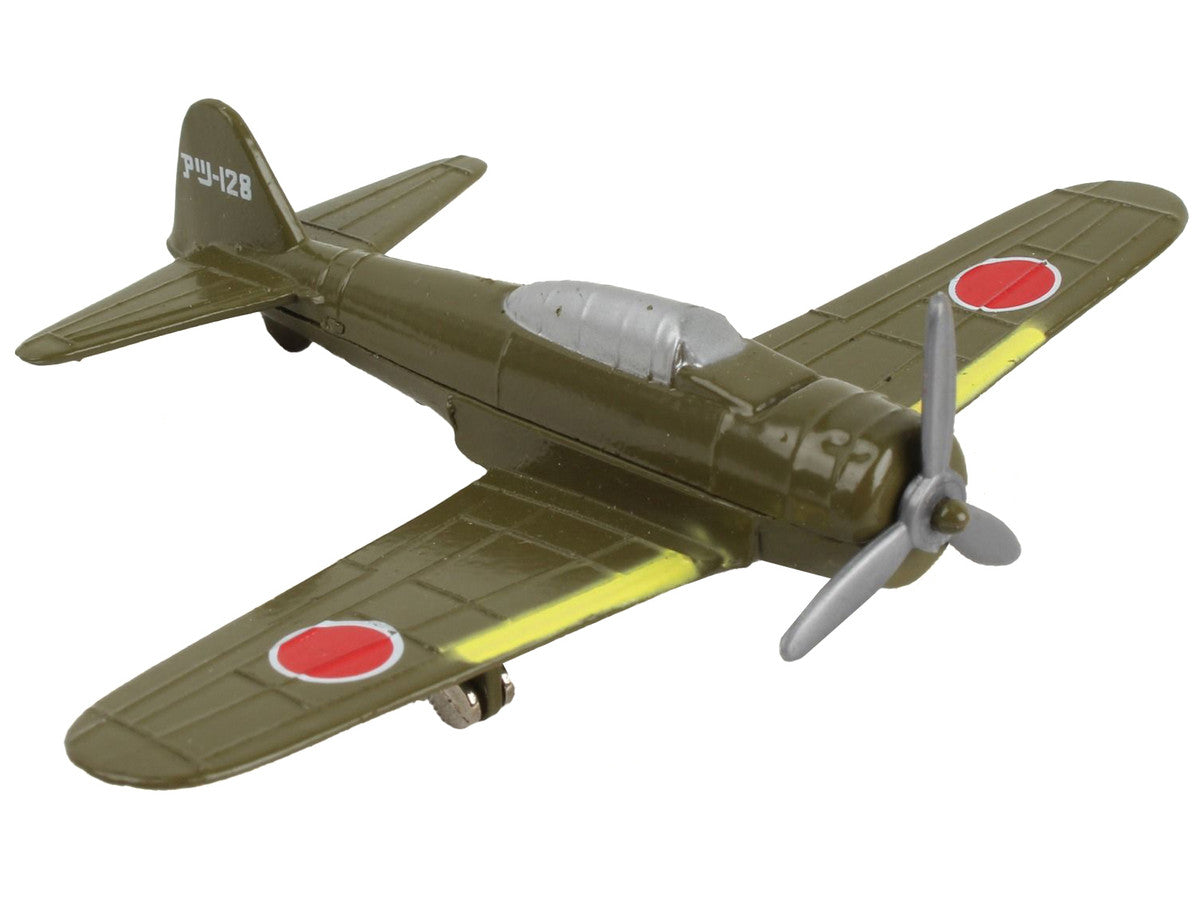 Mitsubishi A6M Zero Fighter Aircraft Green "Imperial Japanese Navy Air Service" with Runway Section Diecast Model Airplane by Runway24-2