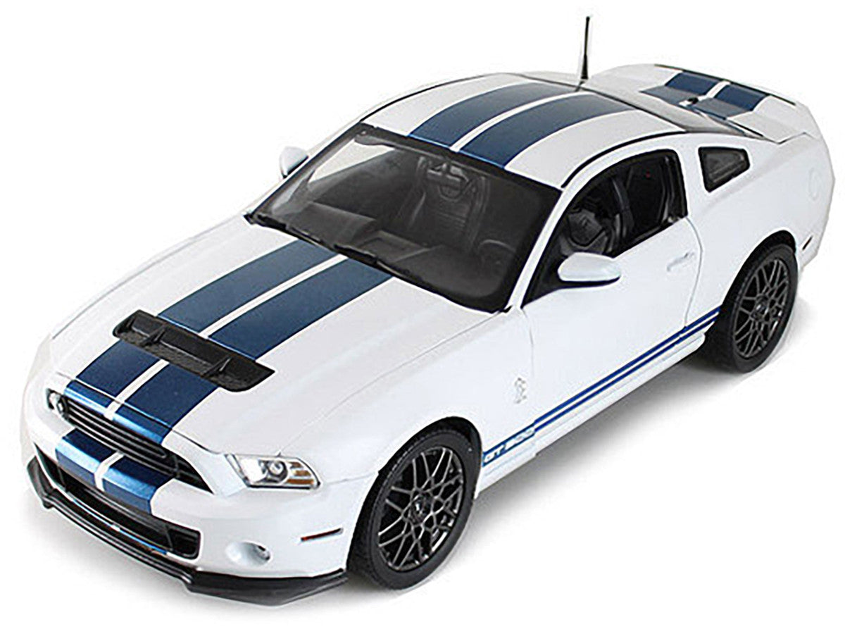 2013 Ford Shelby Cobra GT500 SVT White with Blue Stripes 1/18 Diecast Car Model by Shelby Collectibles Shelby Collectibles