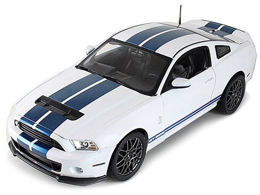 2013 Ford Shelby Cobra GT500 SVT White with Blue Stripes 1/18 Diecast Car Model by Shelby Collectibles Shelby Collectibles