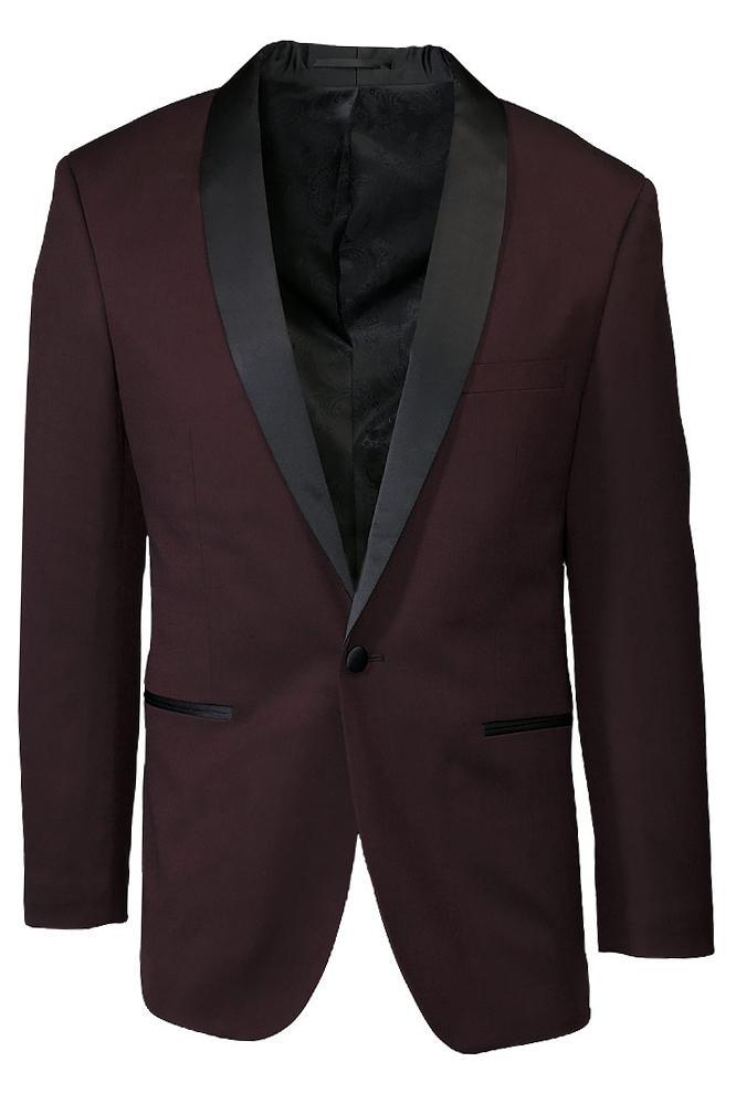 "Sebastian" Burgundy Pindot Tuxedo Jacket Shawl (Separates) Tux-USA
